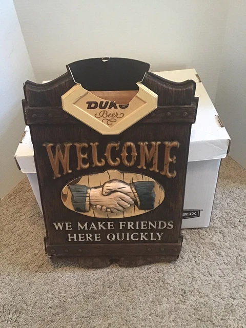 Vintage Dusquesne Brewing Pittsburg PA Duke Beer Welcome Friends Duke Damaged