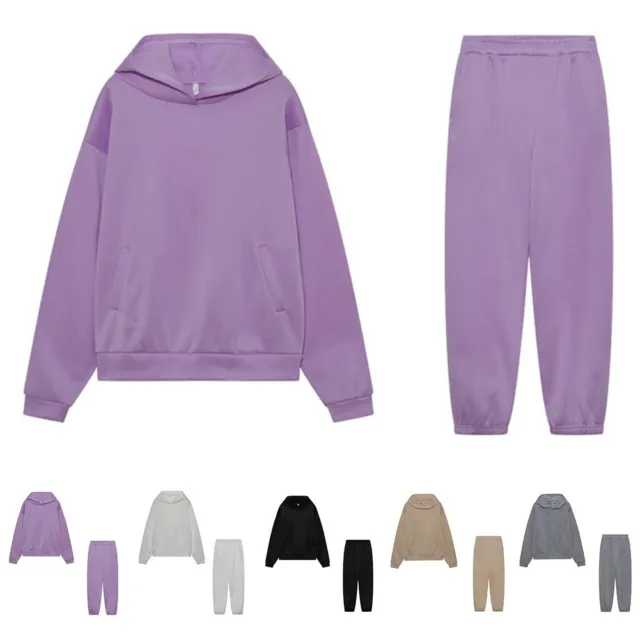 Set 2 pezzi giacca esterna tinta unita donna outfit autunno pantaloni da jogging