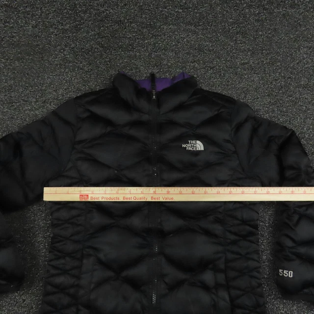 The North Face Puffer Jacket Ragazze Grande Nero 550 Cerniera Piena Finto Collo Trapuntato 4