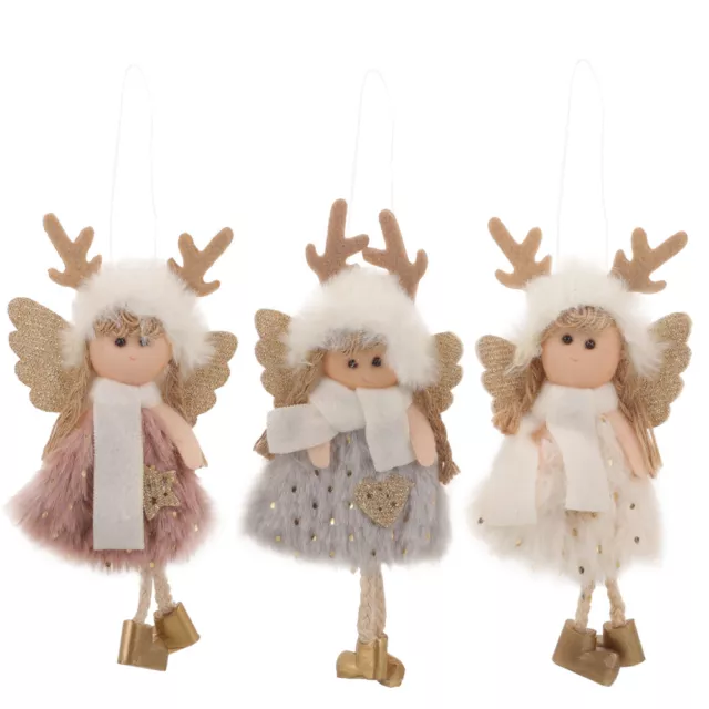 3 Pcs Christmas Tree Angel Decor Sequin Velvet Hat Pendant Children's Gift Baby