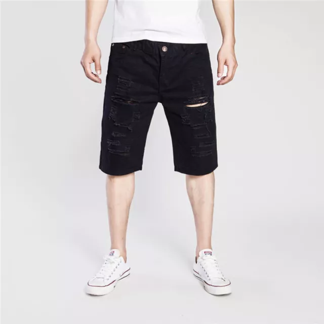 Summer Casual Men Short Jeans Ripped Straight Shorts Half Jeans Denim Shorts 3