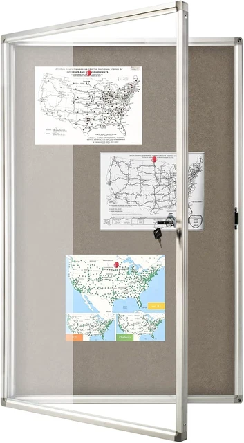 ENCLOSED BULLETIN BOARD Lockable Display Case Message Board with ...