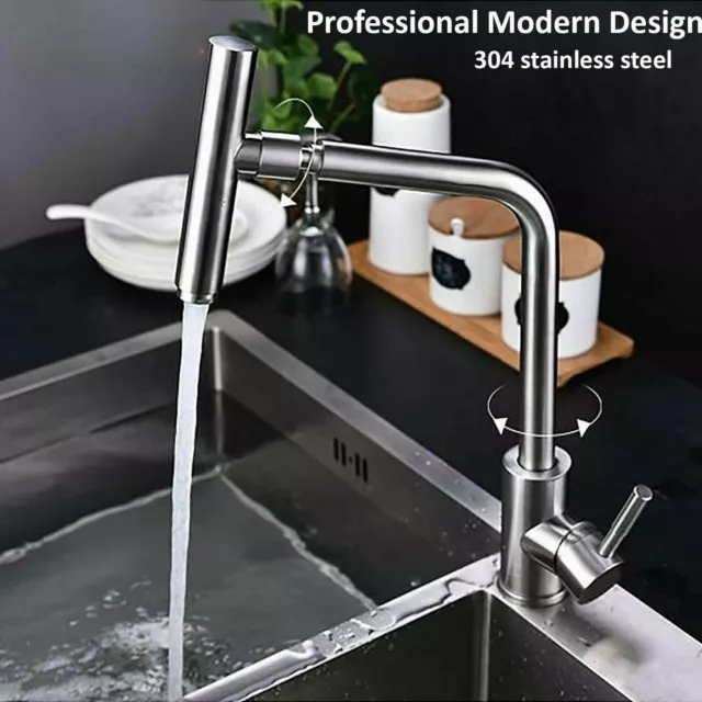 Stainless Steel Basin Tap Single Lever Kitchen Sink Mixer Tap Faucet Taps UK NEW