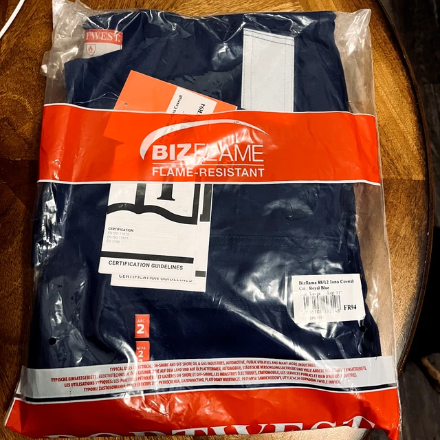 Portwest Large Blue FR94 Bizflame Fire Flame Resistant Coverall Reflective Tape