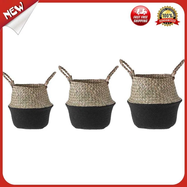 es Cesta de almacenamiento de tejido de hierba plegable para colgar maceta decor