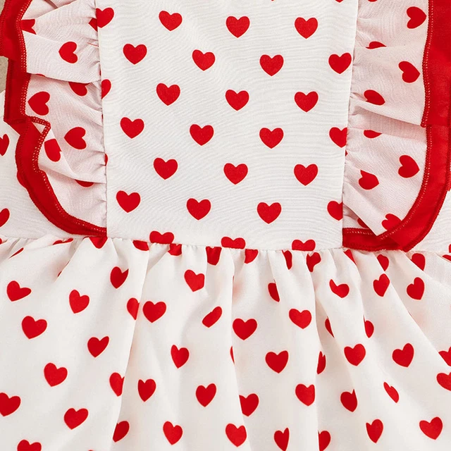 Abito per bambine San Valentino senza maniche Love Heart Abiti con Set Fascia 5