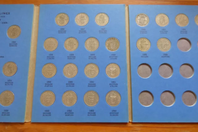 Elizabeth II Shilling Collection 1953 1966 in Whitman Folder inc 1959 1961 Scot 3