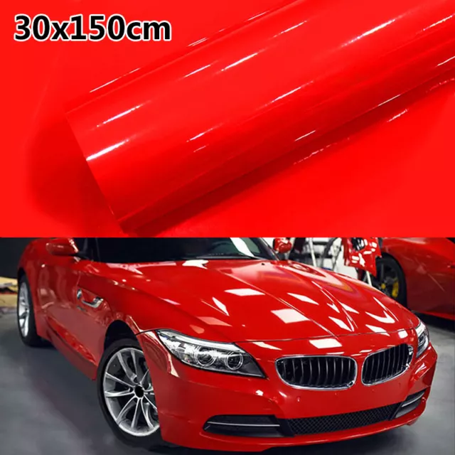 1pc 30*150CM Rot Glänzende Folie Car Wrapping Auto Folie Vinyl Film Wrap Sticker