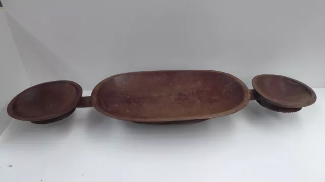 Png Trobriand Island Hand Carved Triple Bowl Betel Nut