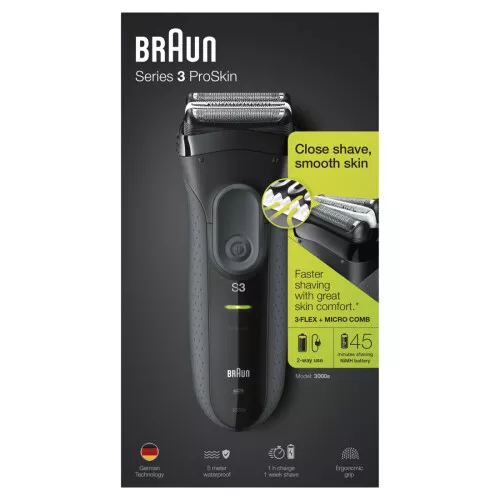 Braun Series 3 ProSkin - 3000s b Elektrorasierer, wiederaufladbarer Rasierer