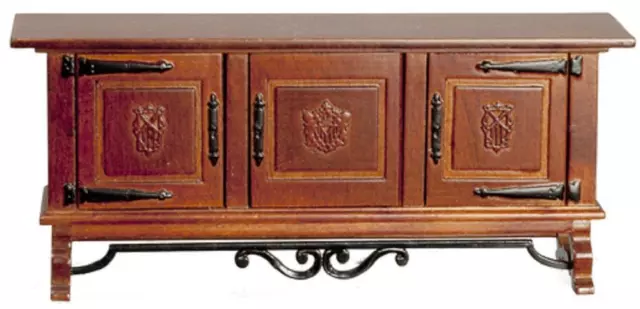 Dollhouse Spanish 17th Century Credenza Cabinet JBM Walnut Fine Furniture 1:12
