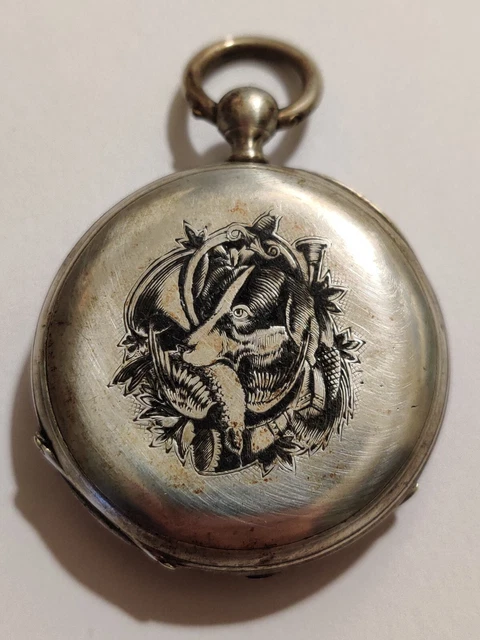Montre De Poche En Argent Ancienne - Mouvement Mécanique Manuel, Style Art Déco, D'occasion