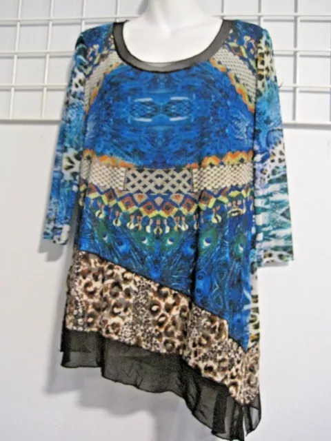 From the Heart Size Small Mixed Print Top with Asymmetrical Hem