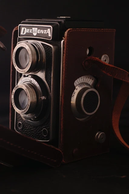 Cámara De Película Rolleiflex Clone-Del Monta Formato Medio Tlr Con Estuche.