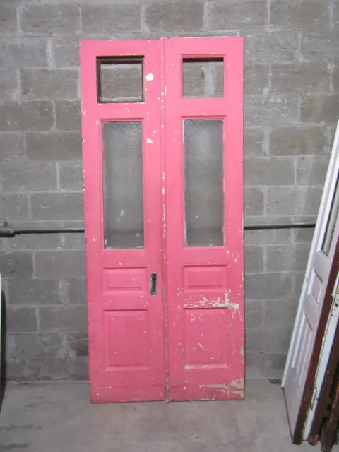 ~ ANTIQUE DOUBLE ENTRANCE FRENCH DOORS ~ 41.5 x 94.5 ~ ARCHITECTURAL SALVAGE