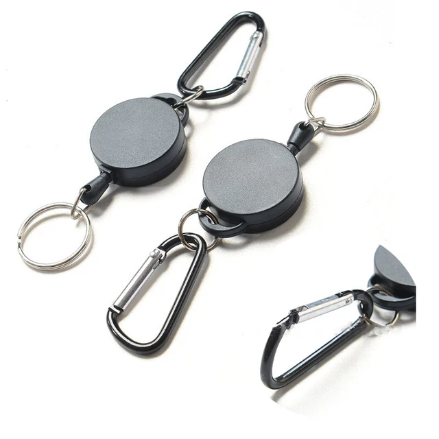 Recoil Sporty Clip Pull Keyring Retractable Sporty Metal Wire Key Keychain