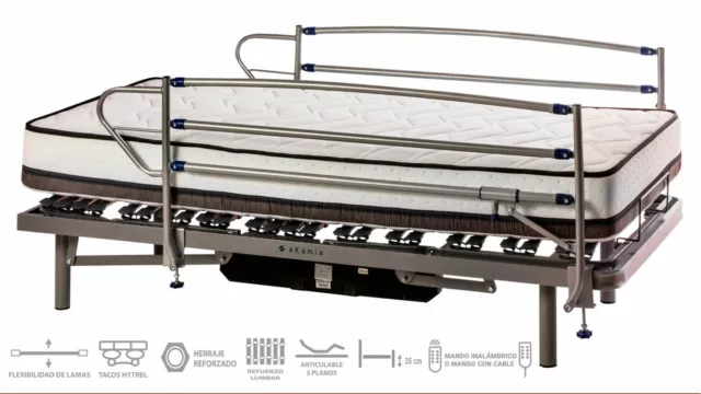 Cama Articulada Eléctrica Eris + Colchón Delling + Barandillas 3