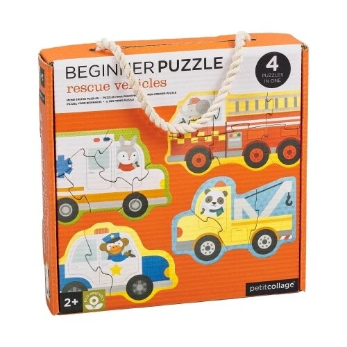 Set 4 Puzzles Iniciación Vehículos De Rescate - Petit Collage