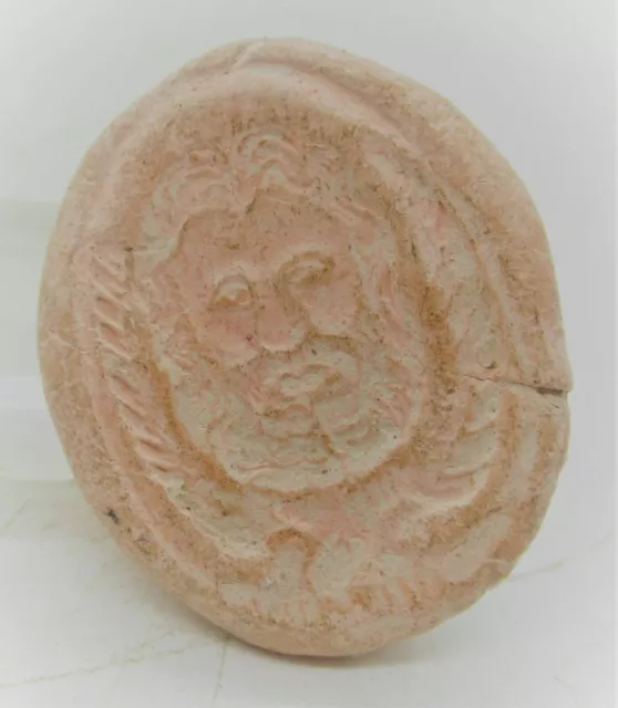 Museum Ancient Near Eastern Greek Terracotta Seal Stamp 1.5" Pendant Ruler King