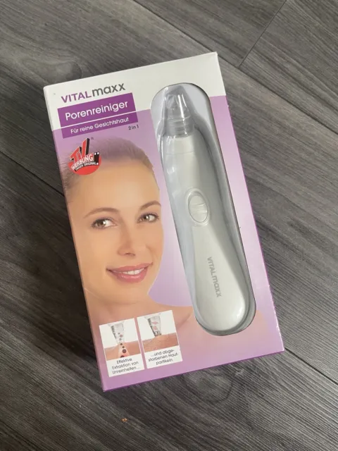 VITALmaxx Elektrischer Porenreiniger Für Reine Gesichtshaut 2 in 1 Weiß NEU