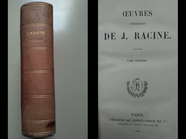 1886 OEUVRES POETIQUES DE JEAN RACINE. 2T/1Vol. Format In-8.
