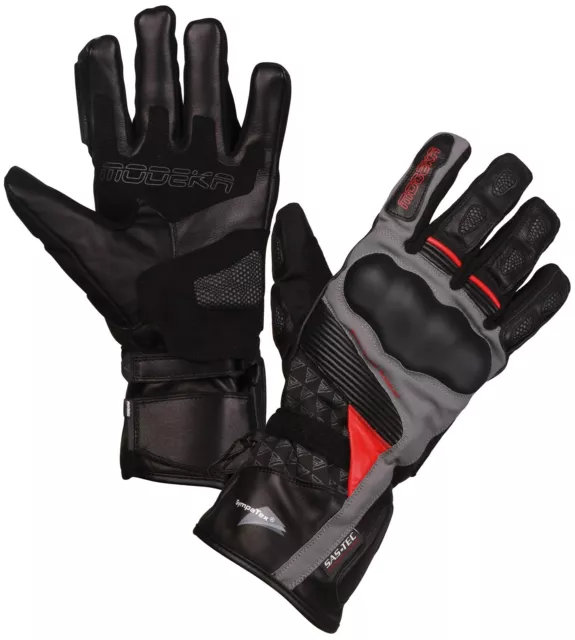 Modeka Panamericana Gr. 9 Motorrad Handschuhe wasserdicht schwarz-rot