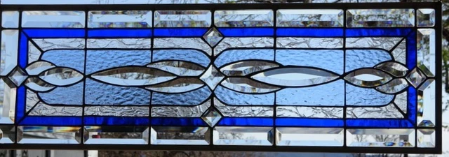Stained Glass Transom window hanging 33 X 12  incl hooks