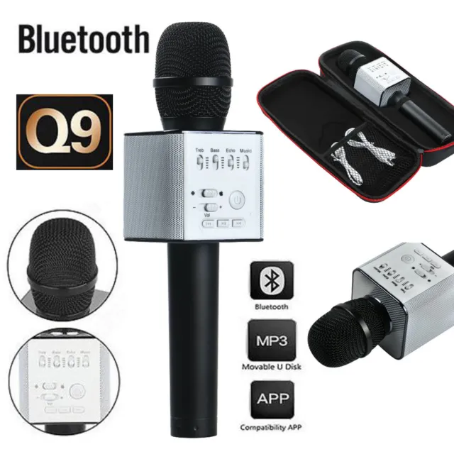 Q9 Wireless Karaoke Microphone Portable Bluetooth KTV Mic Speaker USB Player