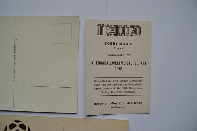 3x Bobby Moore, England, Bergmann-Bilder, WM 1966,1970, kein Panini, ungeklebt 5