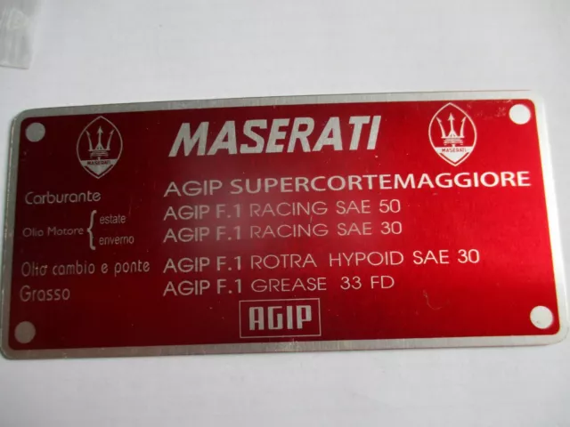 Maserati Schild Mexico Merak Mistral Sebring 3500 Bora Merak rot Typenschild s85