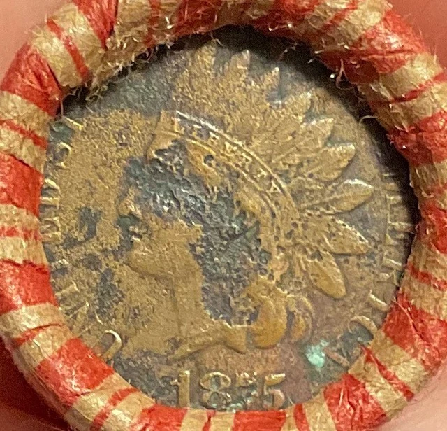 Wheat Penny Roll of Older Cents Crimped Sealed w/ High Grade 1875 Indian Head 67