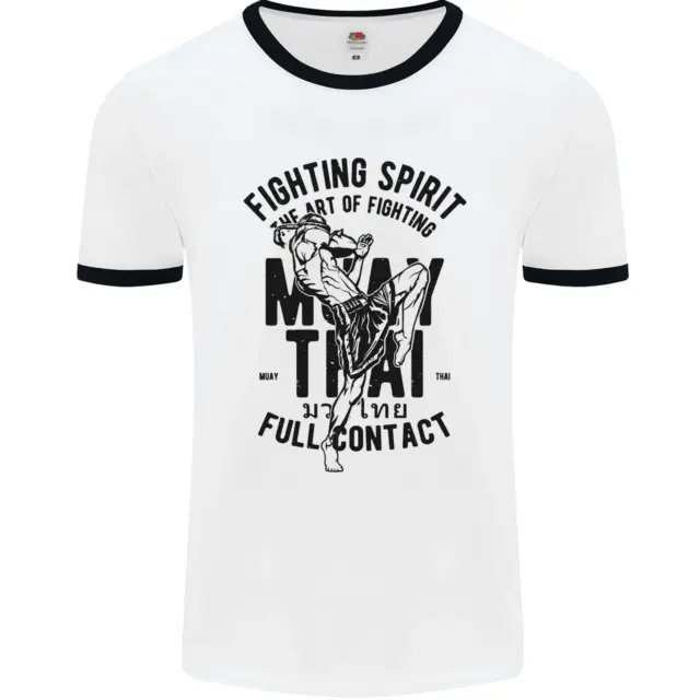 Muay Thai Full Contact Martial Arts MMA Mens Ringer T-Shirt