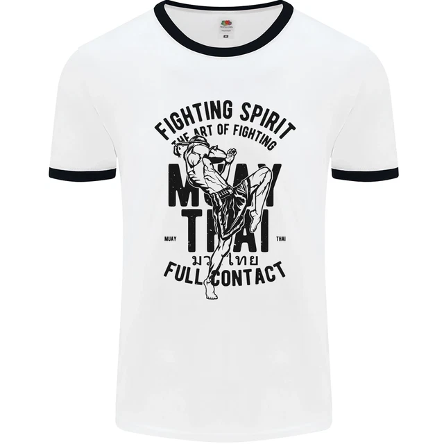 Muay Thai Full Contact Martial Arts MMA Mens Ringer T-Shirt