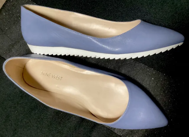 * Nine West  Women’s Sz 8 M Leather Ballet Flat  Blue EUC