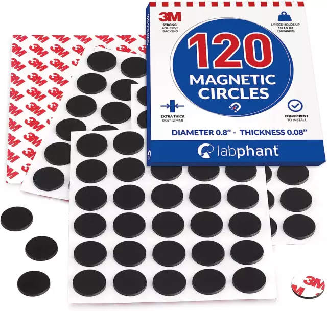 Round Magnets with Adhesive Backing, 120 Pieces Magnet Circles (Diameter 0.8’” X