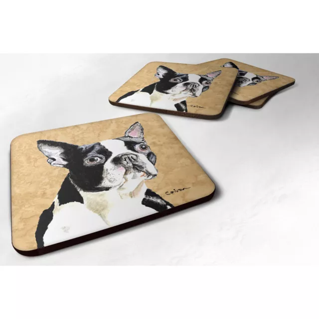 Carolines Treasures Sc9140fc Boston Terrier Wipe Your Paws Foam Coaster Set Of 4