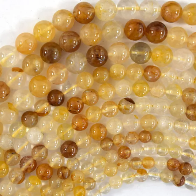 Natural Golden Healer Quartz Round Beads Gemstone 15.5" Strand 6mm 8mm 10mm