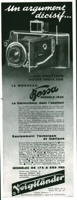 Publicité ancienne photo le nouveau Bessa 1935 issue de magazine