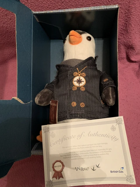 British Gas Wilbur the Explorer Penguin Plush Soft Toy with COA Certificate