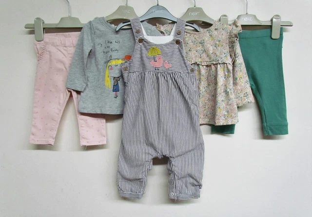 NEXT M&S Baby Girls Outfit Bundle age 3-6 mths Dungarees Tunics Leg      BS493LG