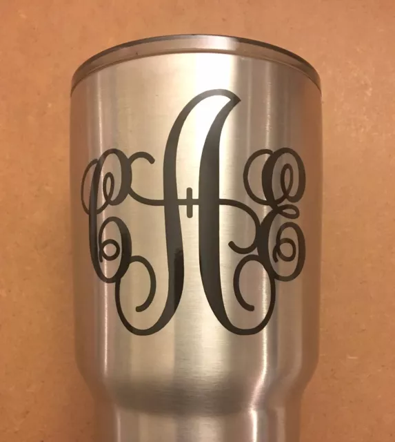 Monogram Vinyl Decal For Ramblers Tumblers Cups Sticker With (Quote) 