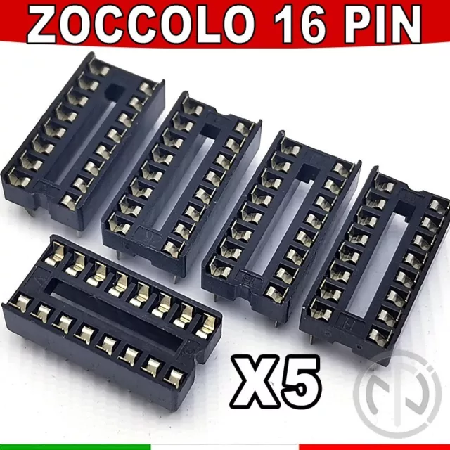 5pz Zoccolo 16 PIN DIP-16 IC Socket Passo 2,54mm per circuito integrato