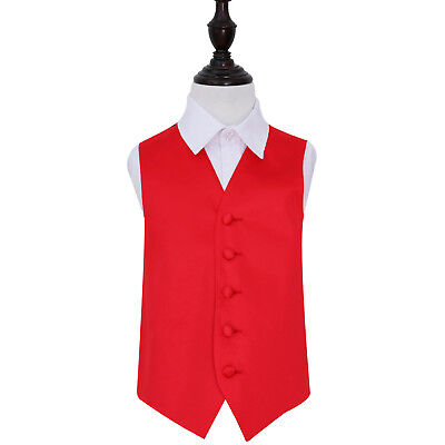DQT Satin Plain Solid Red Page Boys Wedding Waistcoat 2-14 Years