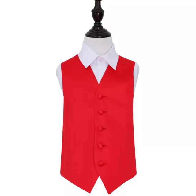 DQT Satin Plain Solid Red Page Boys Wedding Waistcoat 2-14 Years