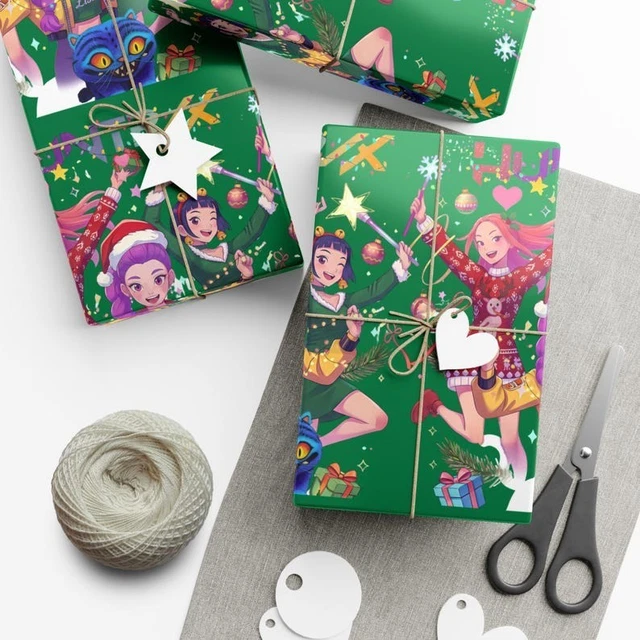 KPOP DEMON HUNTERS Christmas Wrapping Paper, Huntrix Festive Holiday ...