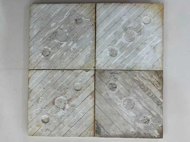 Tiles 4 pc Set England Majolica Rare Vintage Antique Collectible 1920s 4