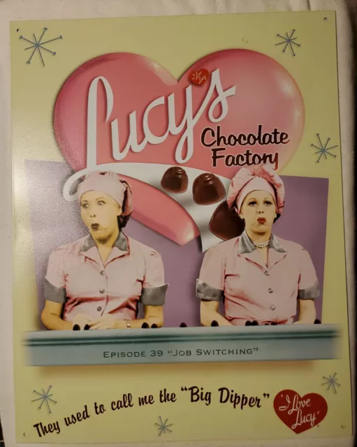 LUCY'S CHOCOLATE FACTORY 16" X 12" METAL SIGN "I LOVE LUCY" - LATE 1990s