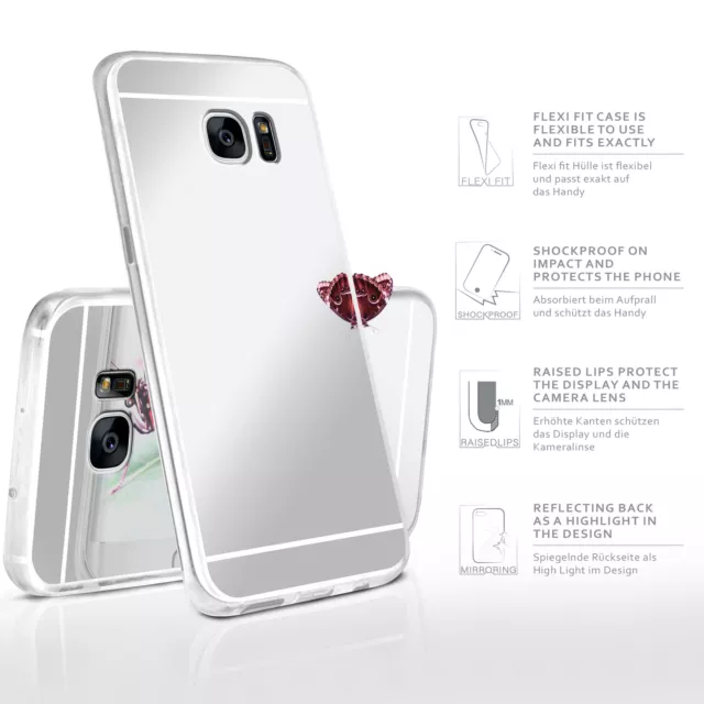 Hülle für Samsung Galaxy S7 Edge Silikon Case Cover Spiegelhülle  Chrom Metallic 3