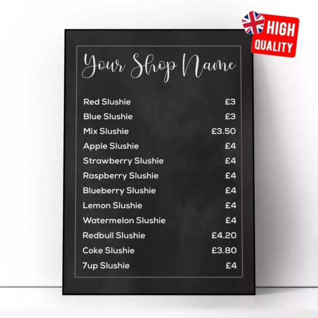Personalised Sign Price List Shop Business Advertising Window Wall Poster Print