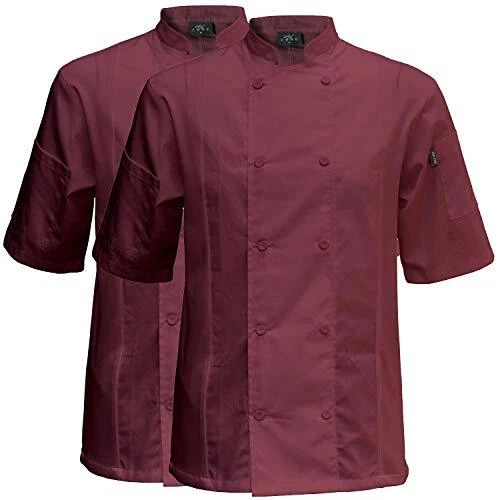 Chef Code 2-Pack Cool Breeze Side Vent Chef Coat Burgundy X-Small
